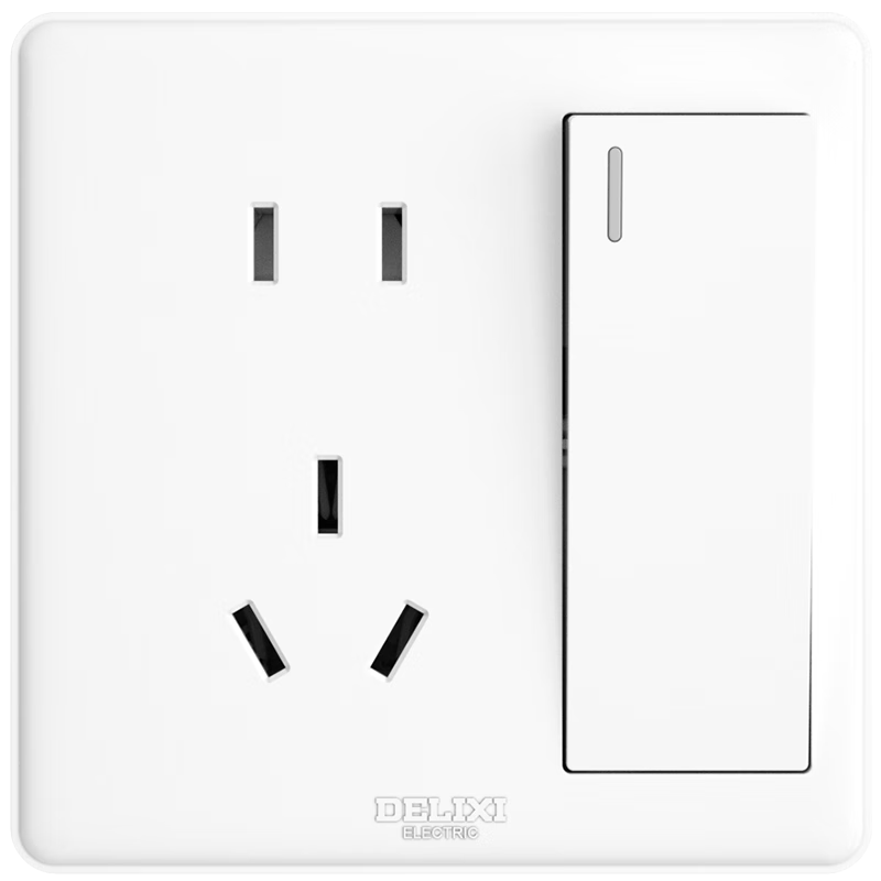 DELIXI Switch Socket Panel, CD815 Series, 10A Five-Hole Socket with One Switch And Double Control Switch