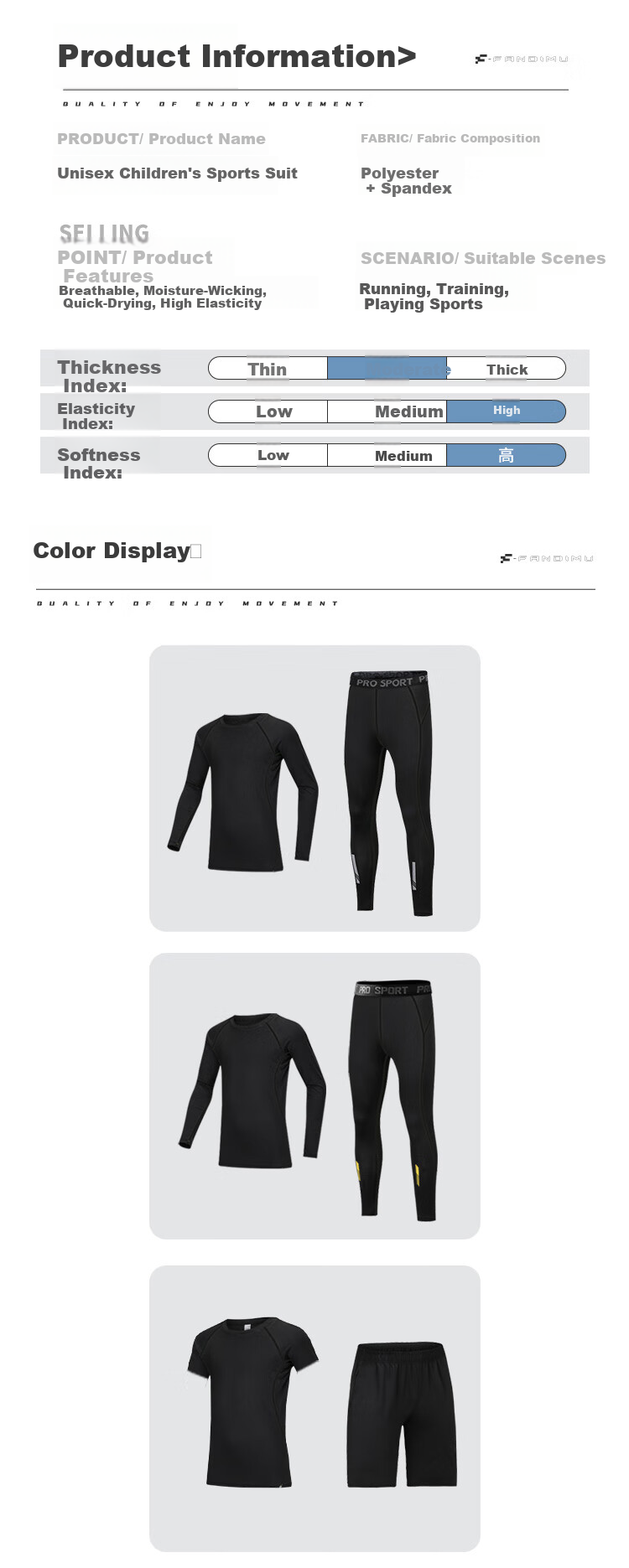 Fandimu [Children's Sports Set for Boys And Girls], Tight-Fitting Training Shirt, Running Suit for Teenagers, Fitness Wear, Badminton Outfit 4