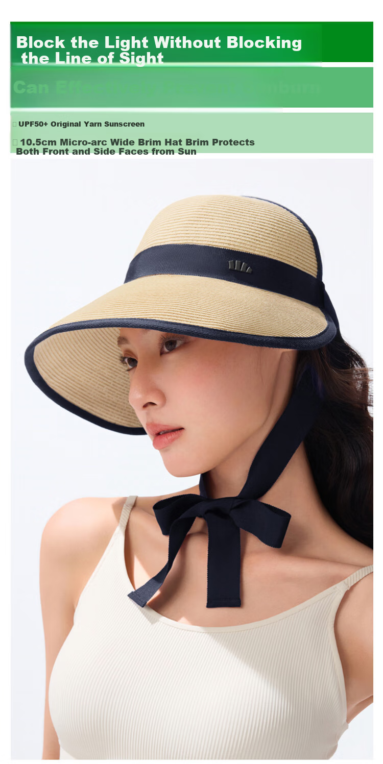 Beneunder Sun Hat for Women, Straw Hat, Sun Protection Hat, Portable Ribbon Hat, Egg Roll GP745 Gray 6