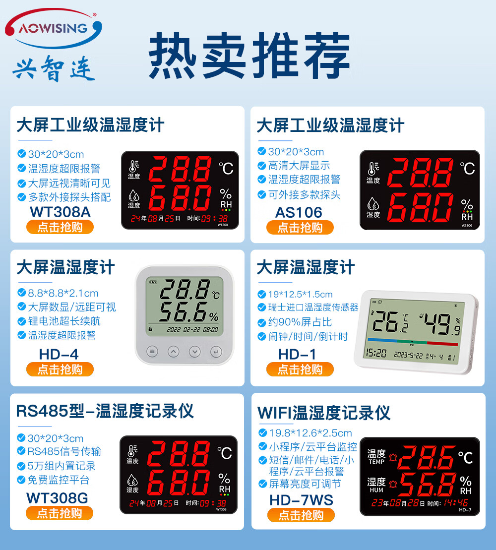 Xingzhilian Temperature And Humidity Logger Industrial-Grade Transmitter for Warehouses, Factories, And Server Rooms RS485 Communication Exportable Data 1