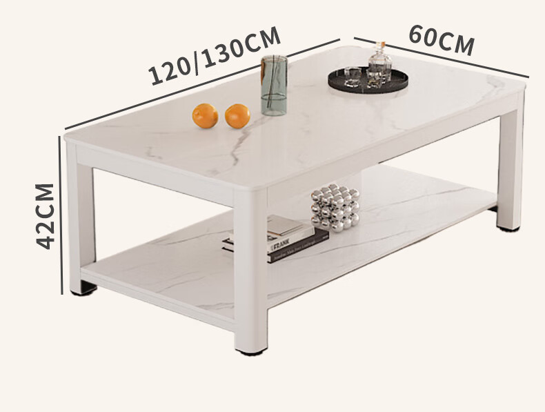 Yameile Coffee Table for Living Room, Simple And Modern, Rock Slab Marble Pattern, Double-Layer Storage, Office Tea Table 14