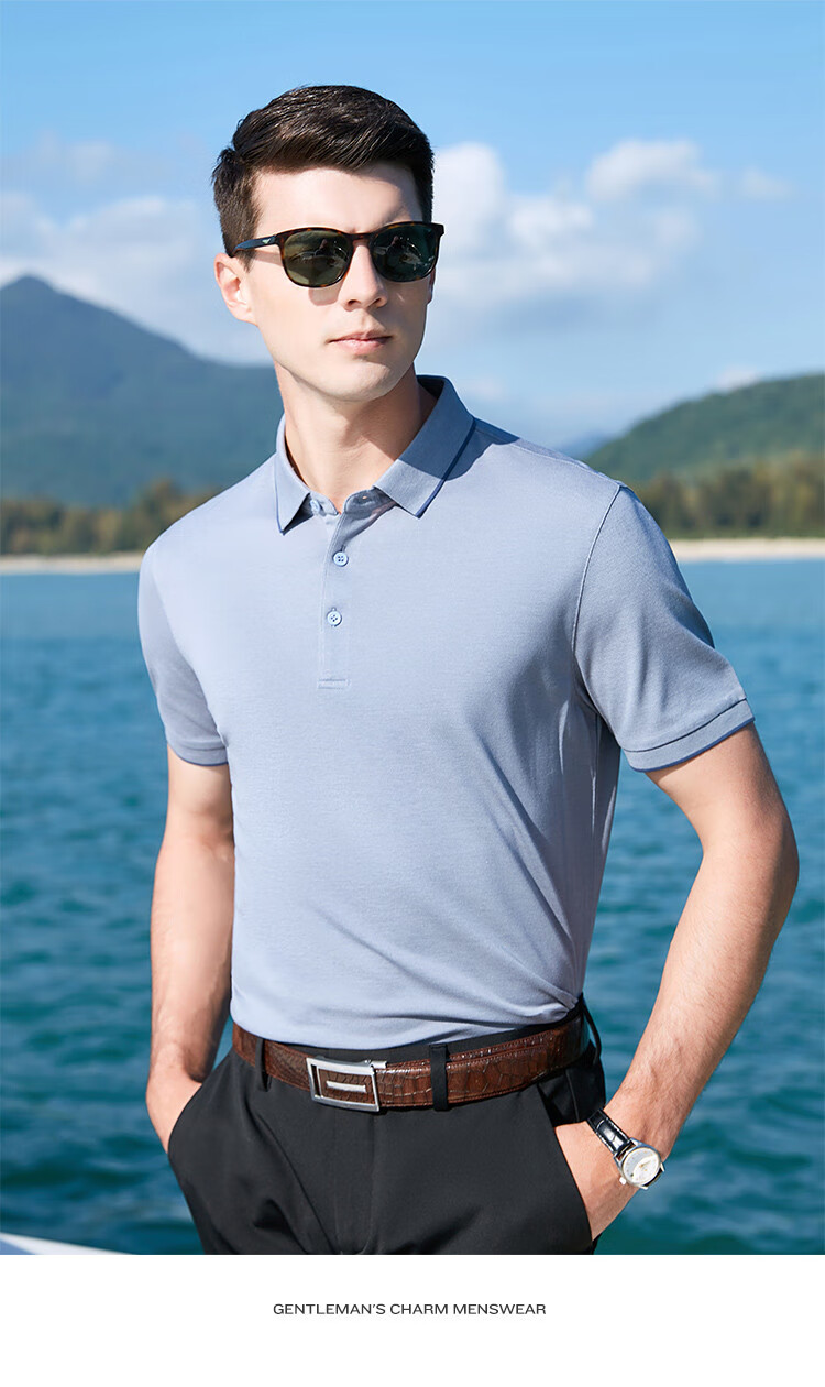Antonio 55% Mulberry Silk Cooling Breathable High-End Short Sleeve Polo Shirt Men Summer Knitted Business Casual T-Shirt Top 25