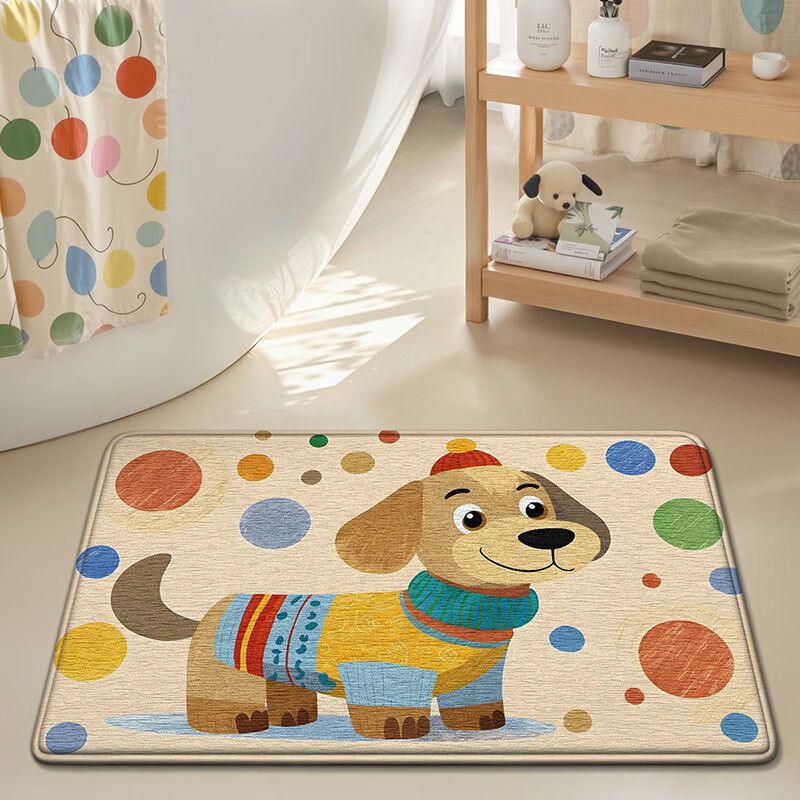 DeXi Bathroom Mat, Washroom Floor Mat, Cartoon Fun Toilet Mat, Bath Mat for Entrance, Absorbent Floor Mat, 40x60cm