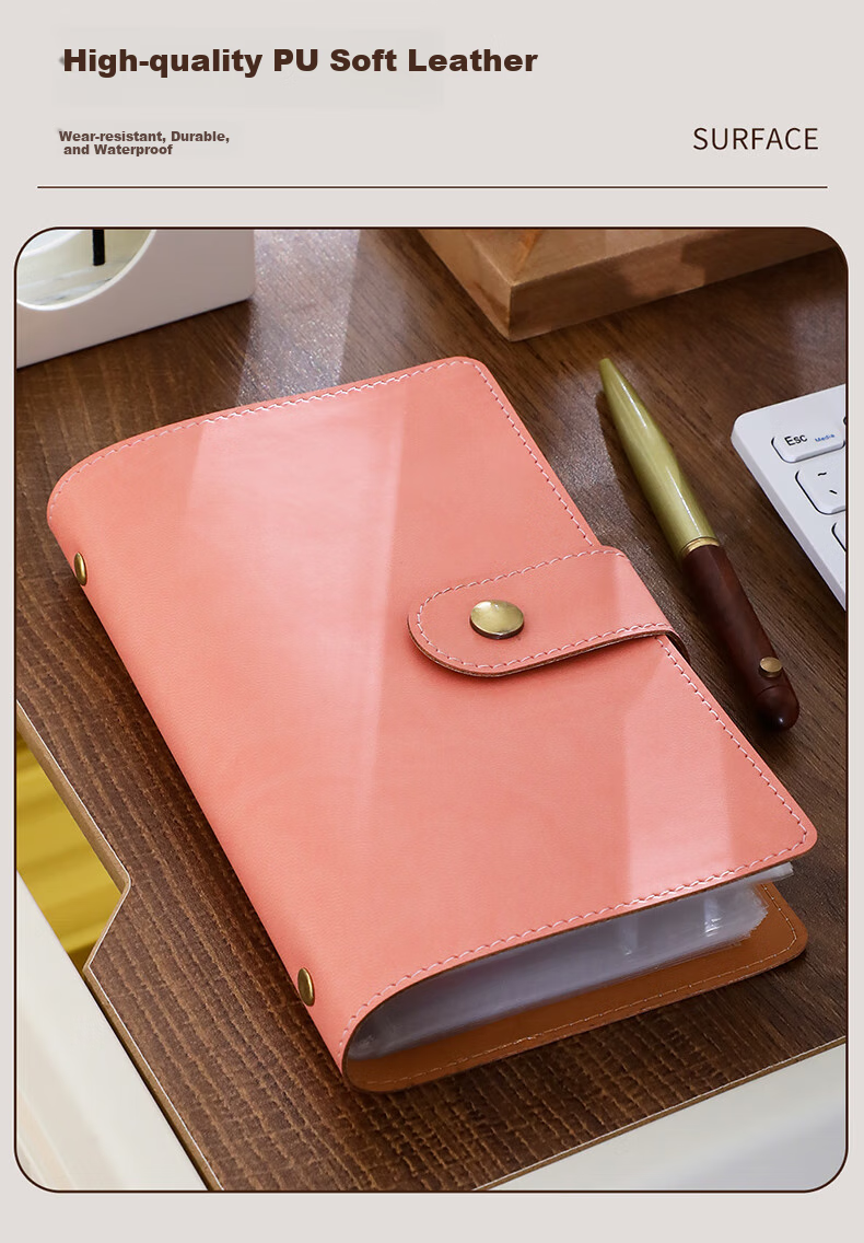 Jiaranheng Multi-Functional Savings Deposit Book Organizer, Waterproof Large Capacity Collection Folder for Bank Large Paper Deposit Slips And Cards, A6 Black Loose-Leaf Bill Holder 4