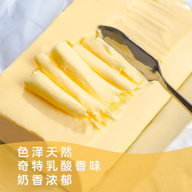 总统（President）法国进口发酵型动物淡味黄油块 200g一块 （淡味）烘焙原料