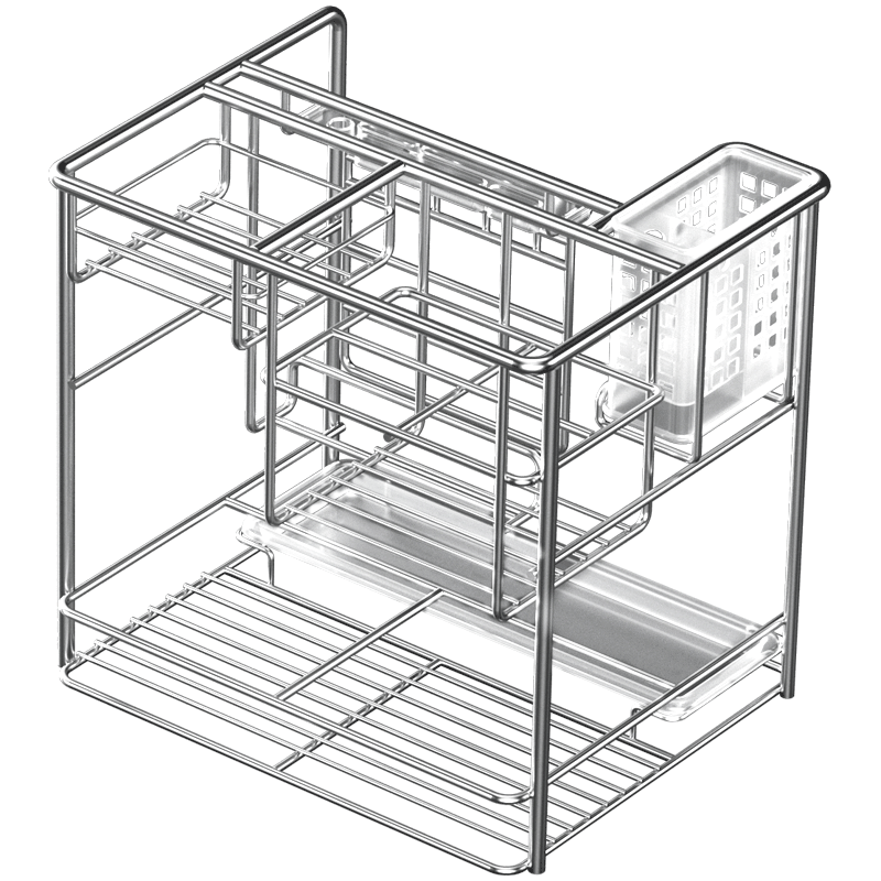 SUPOR Stainless Steel Kitchen Spice Rack, Cabinet Drawer-Style Condiment Organizer, Heightened And Thickened Storage Shelf with Large Capacity K