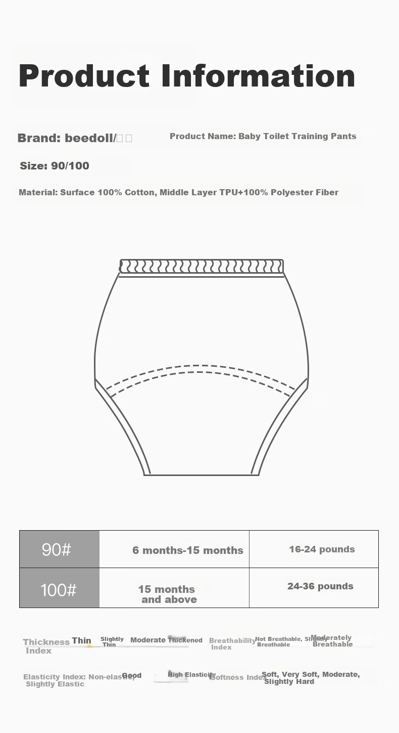 Beedoll Summer Baby Washable Potty Training Pants 3-Pack Duck Dog Rainbow Cloud M Size 17