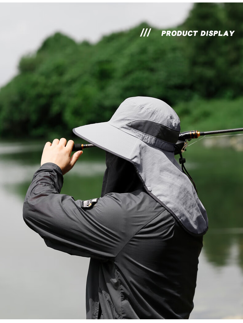Zhanshuniao (Full Face Coverage) Fishing Sun Protection Hat for Men, Large Head Circumference, Sun Visor, Outdoor Fisherman Hat, UV Protectio 1