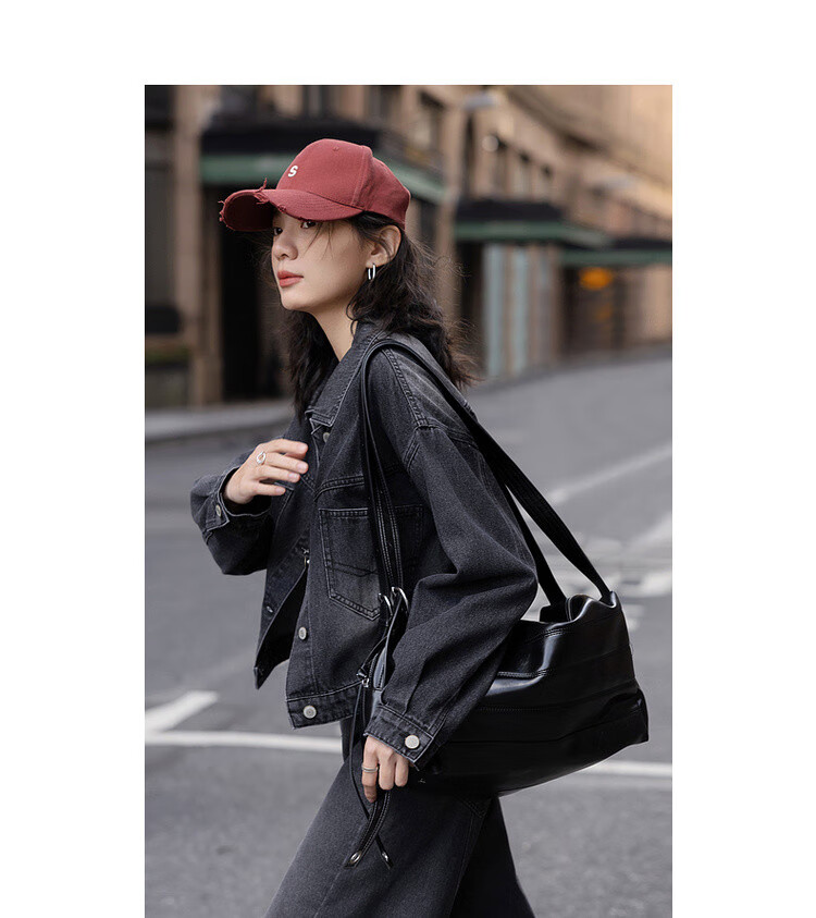 Dme [Relaxed Impression] Spring Korean Style Fashionable Split Washed Lapel Loose Slimming Short Women's Denim Jacket 4
