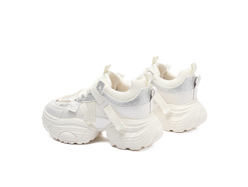Josiny Thick-Soled Breathable Dad Shoes for Women, Spring Korean-Style Sneakers, Mesh Casual Shoes, Off-White, Size 36 20