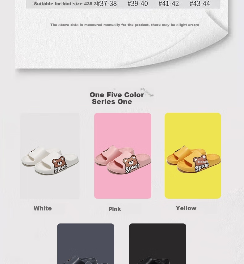 Huameijianbu Cute Bear Couple Thick-Soled Squishy Bathroom Indoor And Outdoor Soft-Sole Slippers HM33111 White Size 44-45 4