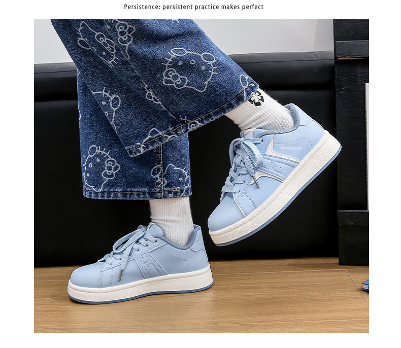 Warrior Women's White Sneakers 2026 Spring New Leather Thick Sole Platform Canvas Casual Sports Shoes 5