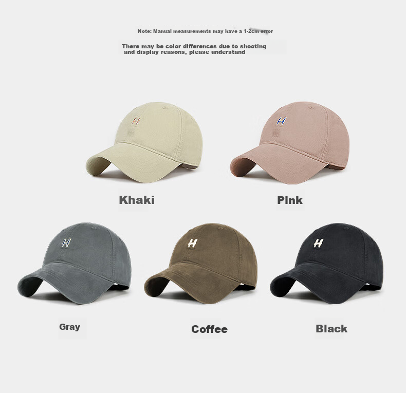 CACUSS Baseball Cap Women Spring Summer Cotton Letter Sun Hat Soft Top Large Head Circumference Slim Face Hat Dark Blue 16
