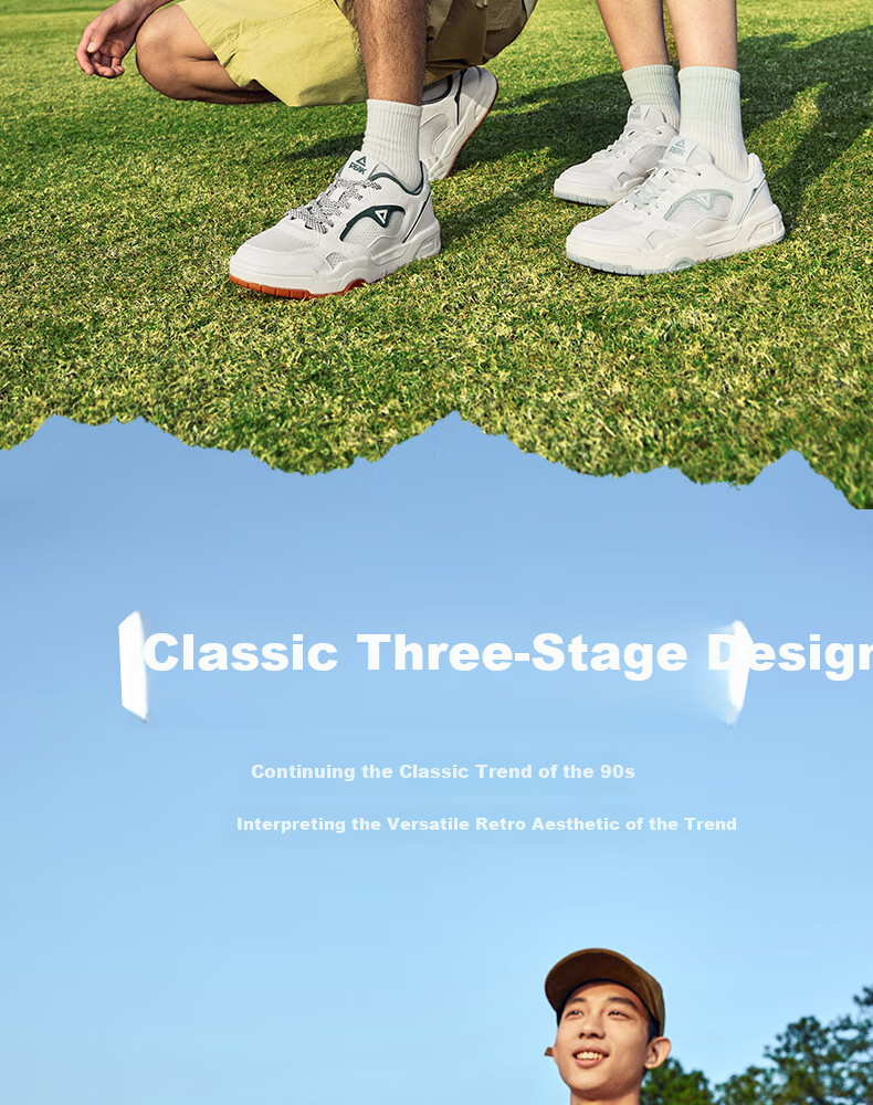 PEAK Taiji White Sneakers for Men, Summer Wear-Resistant Height-Increasing Mesh Shoes, Soft-Soled Running Sports Casual Shoes DB520117 2