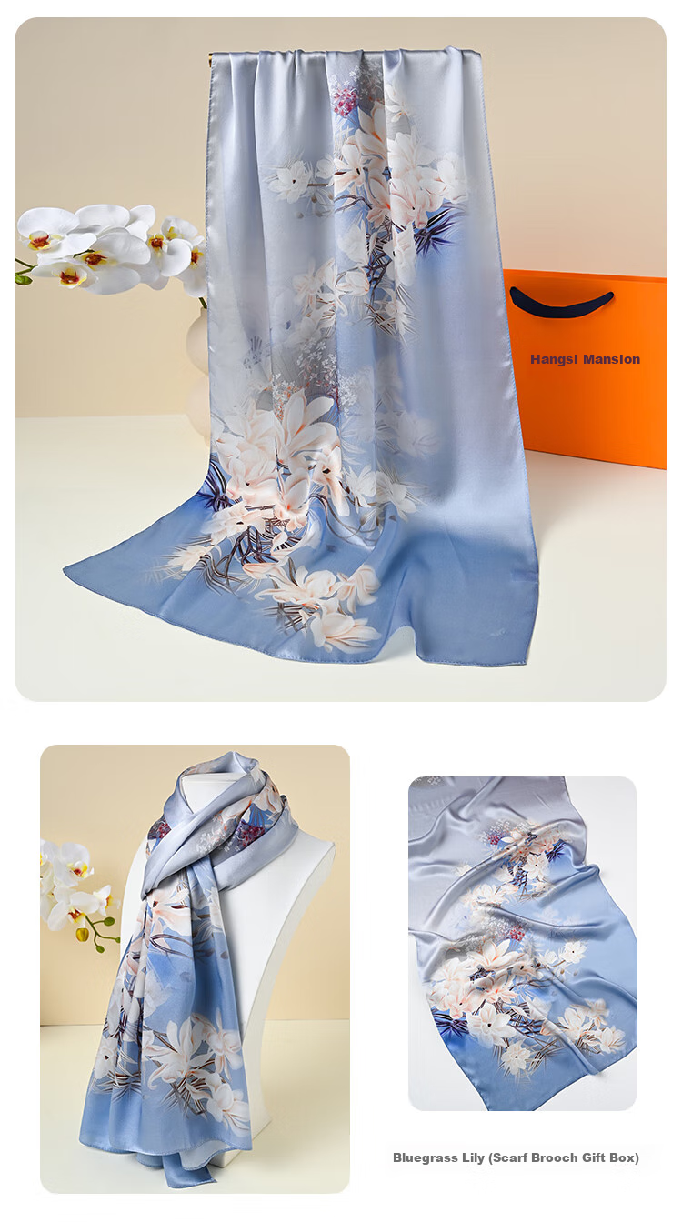 Hangsifu Silk Scarf, Shawl, Gift Box Set, Practical Birthday Present for Mom, Mid-Autumn Festival Gift 14
