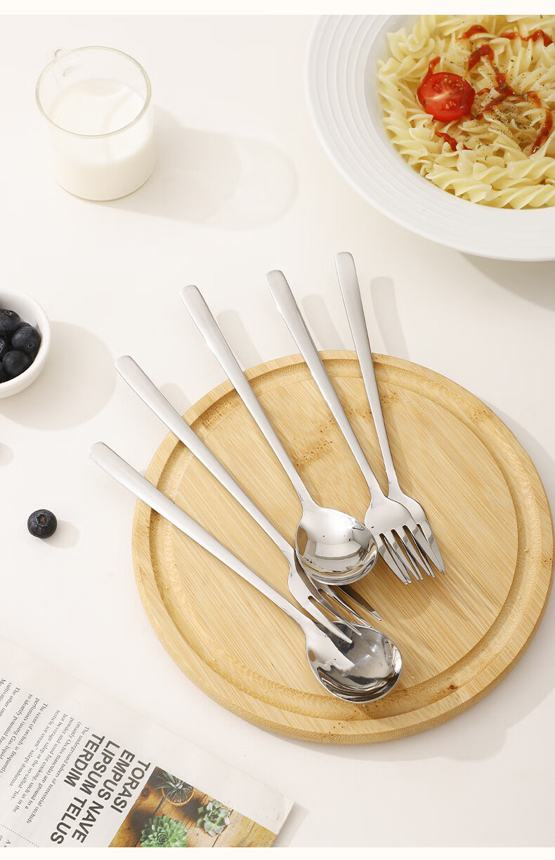 CAIZHI 304 Stainless Steel Spoons, Large Household Soup Spoons, Eating Spoons, Long-Handled Round Spoons, Set of 2, CZ6800 19
