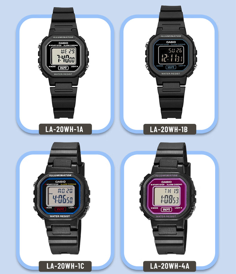 Casio Student Watch, Compact Sports Square Watch, Digital Watch for Men And Women, LA-20WH 7