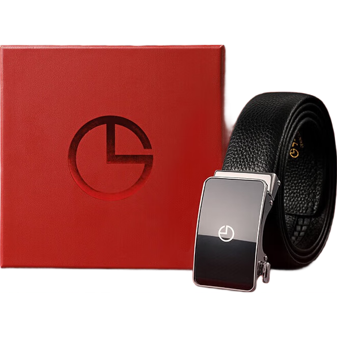 Goldlion Mirror Finish Automatic Buckle First Layer Cowhide Business Casual Leather Belt Gift Box Father's Day Men's Gift 120cm