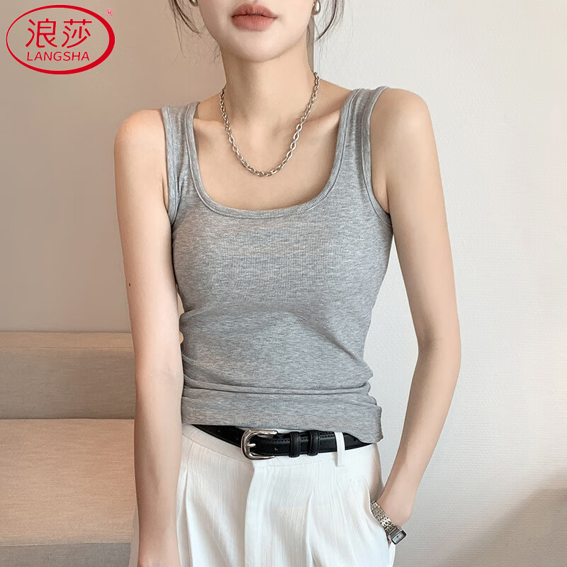 LangSha Wide Shoulder Strap Tank Top for Women 2025 New U-Neck Slim Fit Camisole Outerwear and Innerwear