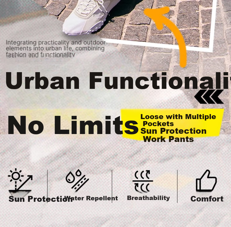 DECATHLON SPW Urban Functional Loose-Fit Sun Protection Water-Repellent Outdoor Casual Cargo Pants for Men And Women - 5573588 3