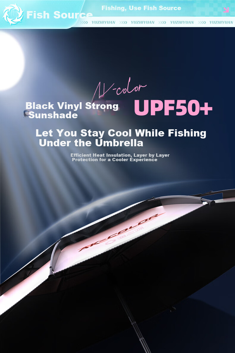 Yuzhiyuan AK-COLOR Umbrella Frame, Pink 12-Sided, 2.4 Meters Long, Pink 12-Sided Anti-Spin Fishing Umbrella 5