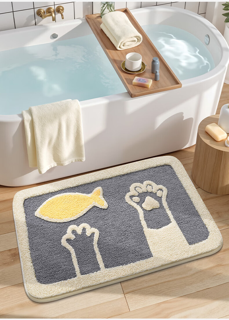Dajiang Bathroom Mat, Toilet Entrance Mat, Absorbent Non-Slip Mat, Cartoon Fun Flocked Bathroom Rug, 50x80cm 17