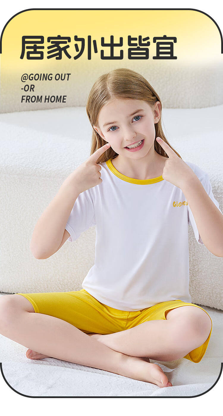 LangSha Children's Pajamas, Summer Girls' Short-Sleeve Thin Air Conditioning Wear, Big Kids Girls' Home Wear Set, Pink, Size 140 6