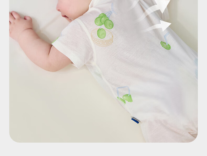 Babycare [Maternity Gift - New Customer 59 Yuan] Mulberry Silk Baby Romper Jumpsuit Green Grape Melody 73cm 9