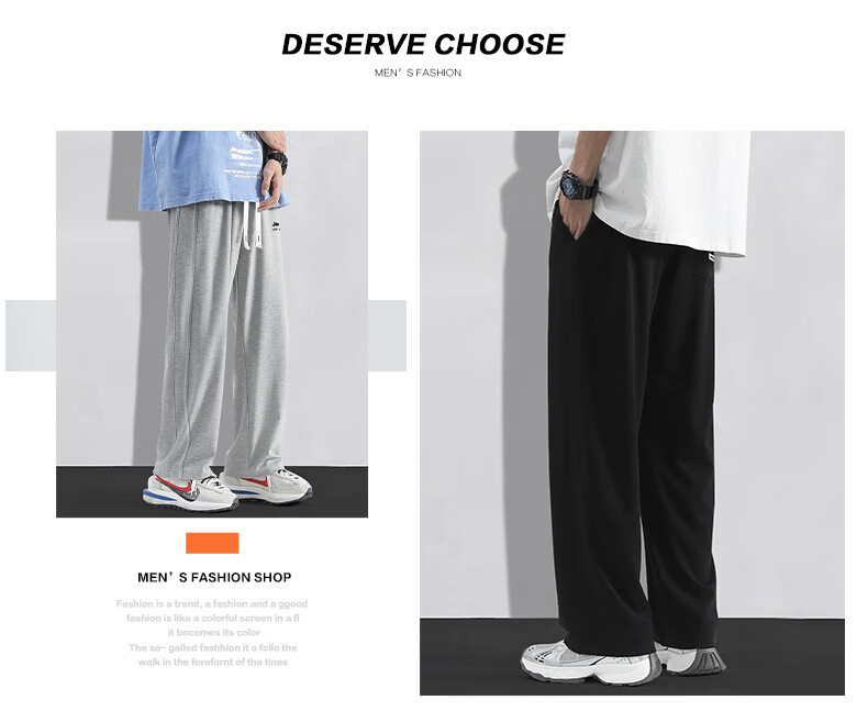 JEEP SPIRIT Men's Sweatpants for Spring And Autumn, Loose Wide-Leg Trousers, Versatile Comfortable Casual Pants, Long Pants for Men, Black 4XL 3