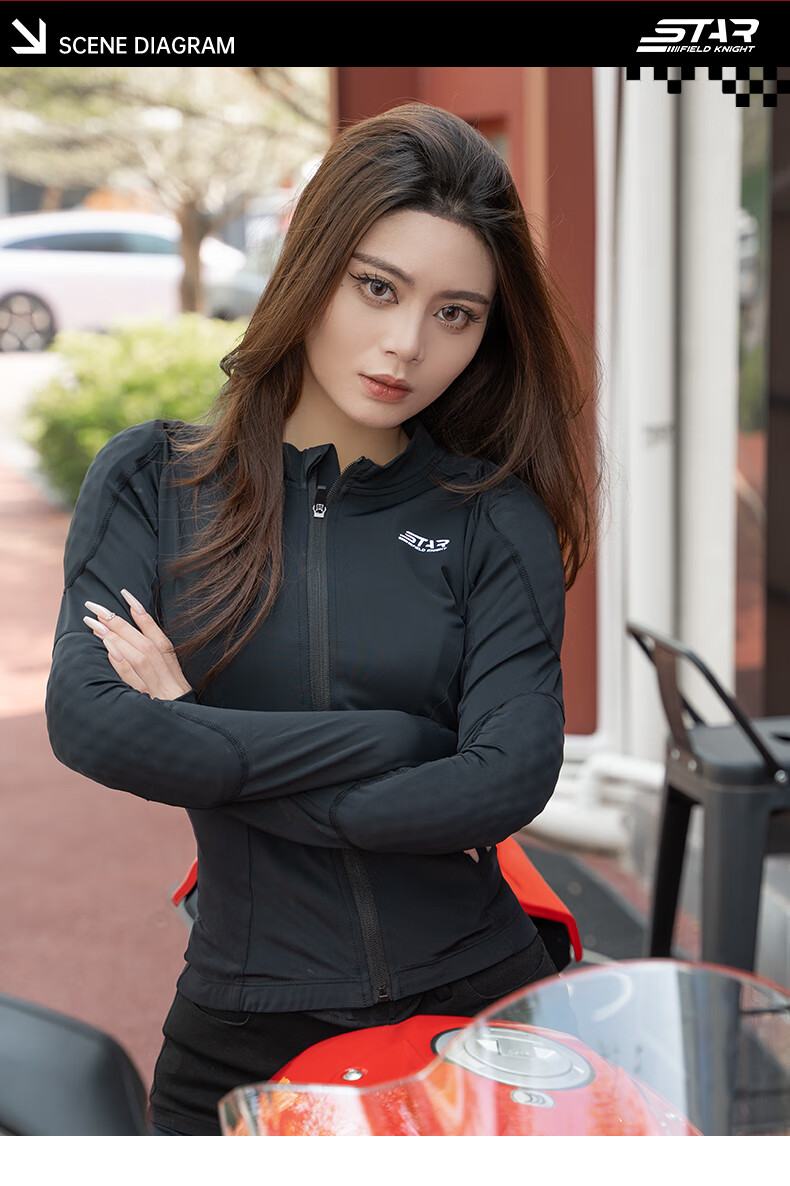 STAR FIELD KNIGHT Motorcycle Riding Jacket for Women, Summer Armor Mesh Breathable CE Protective Gear, Anti-Fall Biker Suit, Black, Size M 8