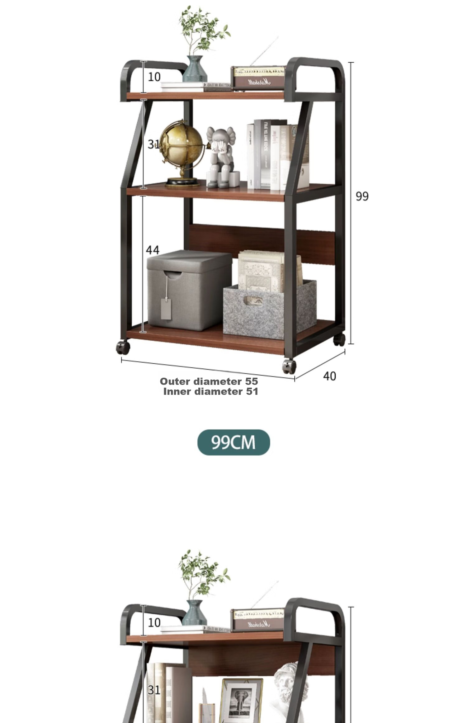 FENJIEXIAN Storage Rack, Printer Stand, Floor Storage Rack, Multi-Tier Organizer Shelf, Simple Movable Main Unit Holder 11