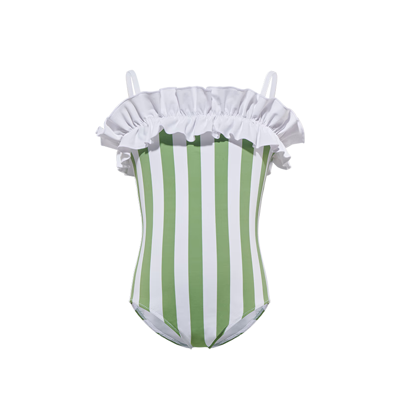 Atlanticbeach 2025 New Small Camisole Double Lace Swimsuit for Girls, Hot Spring Bathing, Summer Vacation One-Piece Swimwear for Older Childre