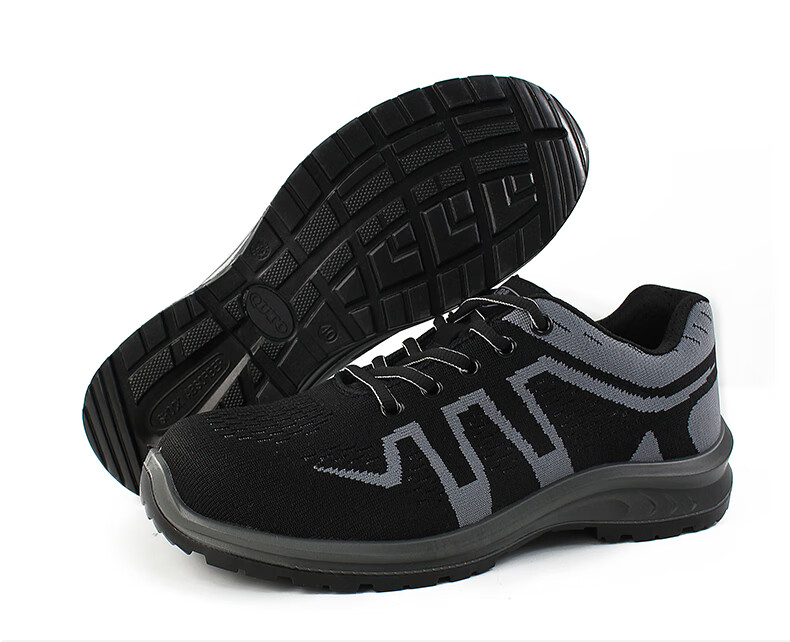 Qutong Men's Safety Shoes Steel Toe Anti-Smash Anti-Puncture Anti-Static Breathable Slip-Resistant Work Shoes Size 43 Black 5