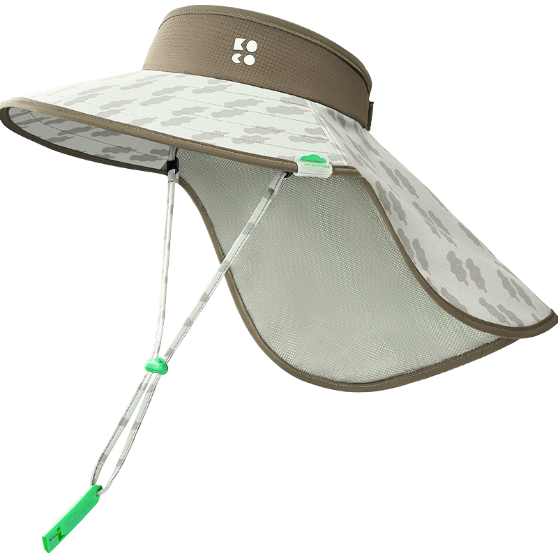 Kocotreekk Kids UV Protection Wide Brim Open Top Hat Breathable Neck Guard Cap Blue Green M