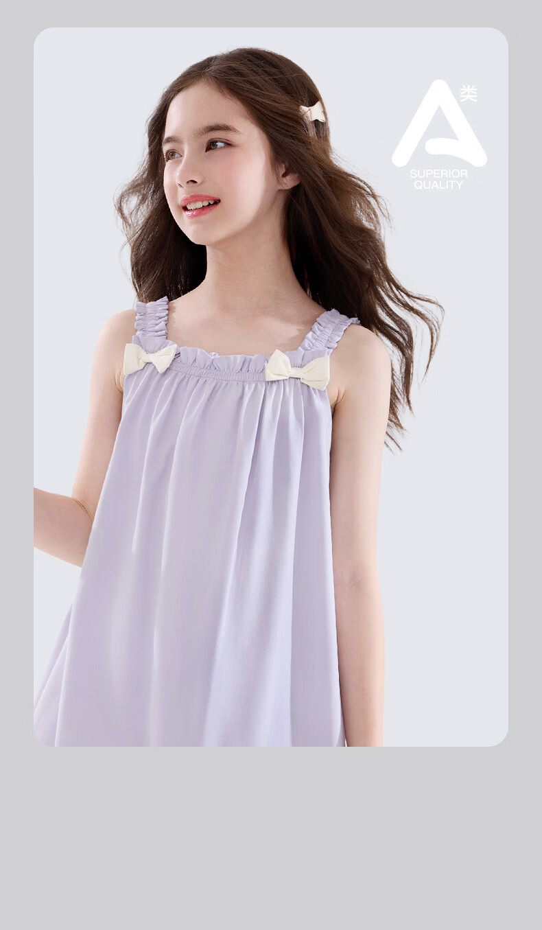 Hello Kitty Girls' Nightgown, Summer Children's Spaghetti Strap Sleepwear, Stylish Princess Dress, for Older Children, Home Wear, G083, Misty Blue, Size 170 12
