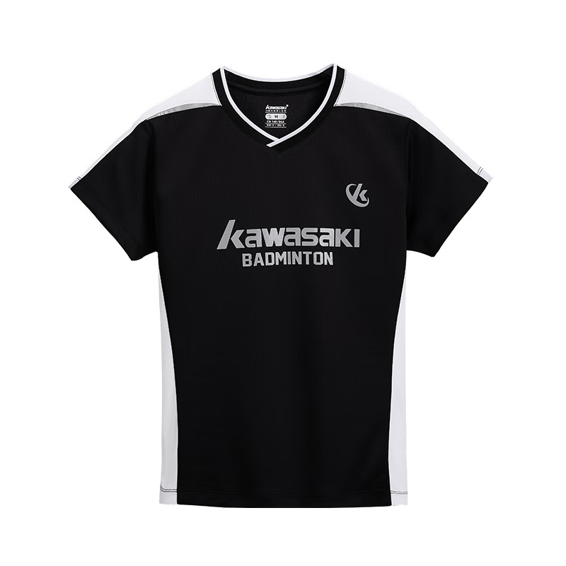KAWASAKI Women's Black and White 3XL Badminton Sports Short Sleeve T-Shirt Quick-Dry Breathable Casual C2026