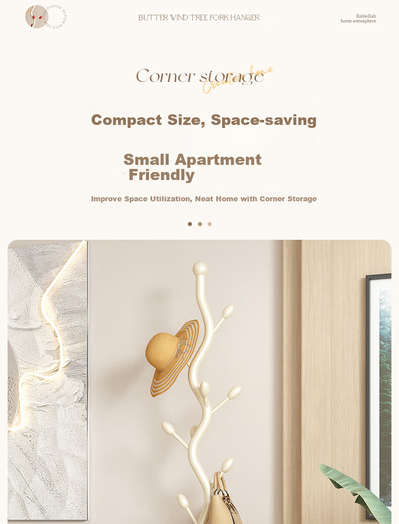 Shengnuoyilin Coat Rack Cream Style Bedroom Clothes Hanger, Entrance Hall Coat Stand, Fishbone Clothes Hanger, Floor-Standing Bag Rack, White And Gree 12
