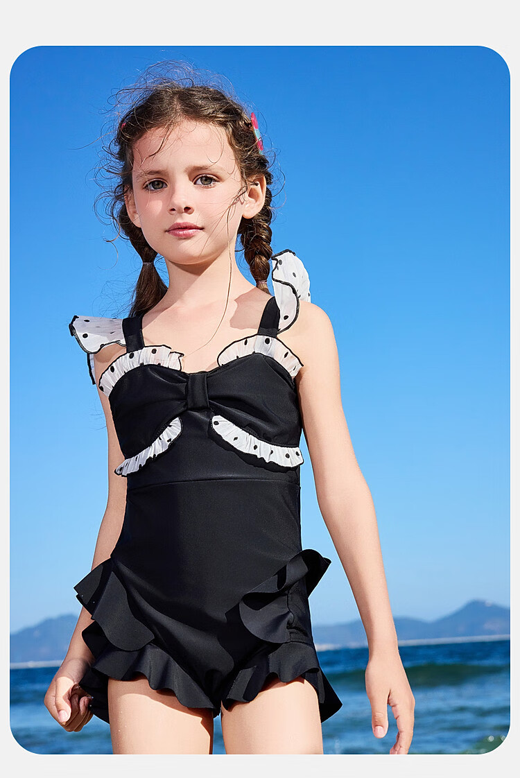 ASK JUNIOR Kids Swimsuit with Swim Cap Summer Girls' One-Piece Polka Dot Swim Dress for Beach Vacation 12