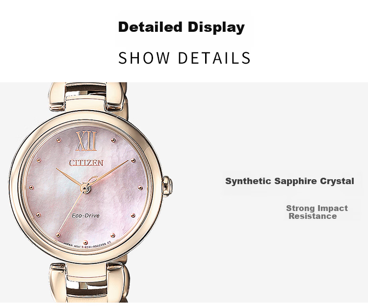 CITIZEN Watch for Women, Japanese And Korean Style L Series Eco-Drive Mother-Of Dial Steel Strap Gift for Girlfriend EM0533-82Y Gift Box Editio 3