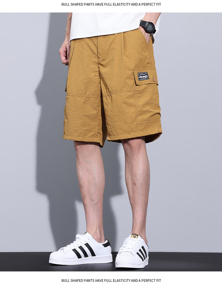 JEEP Ice Silk Workwear Five-Point Casual Shorts for Men, 2026 Summer Thin Loose Straight-Leg Cool Mid-Length Pants for Me 21