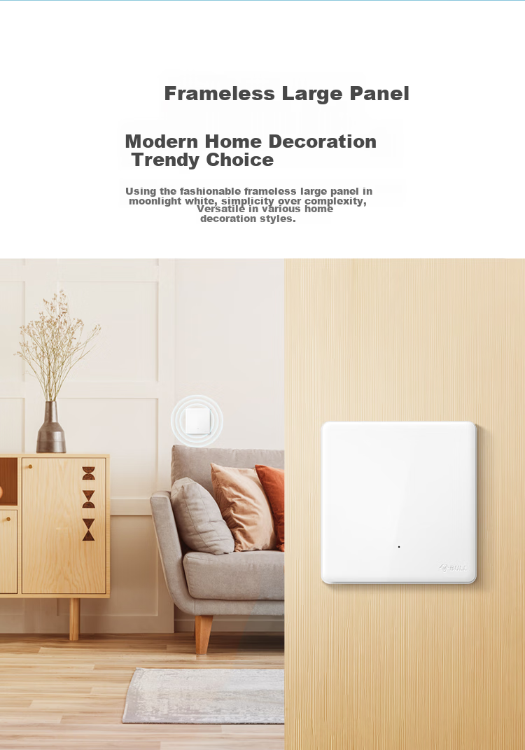 BULL Switch Panel, Wireless Remote Control Switch, Two-Position Switch, Smart Switch with Adhesive Backing, Q214 White, Self-Adhesive 10