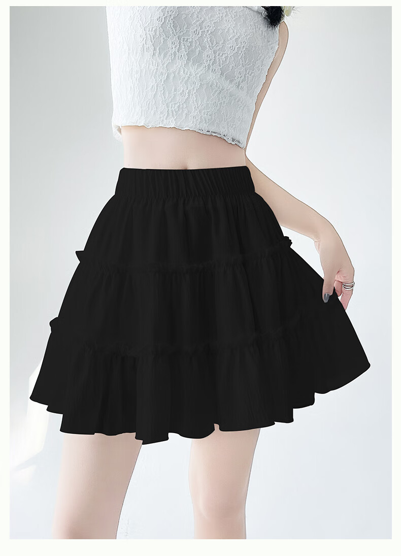 LangSha White Summer Skirt for Women High-Waist A-Line Ballet Style Puffy Cake Skirt with Anti-Exposure Lining 13