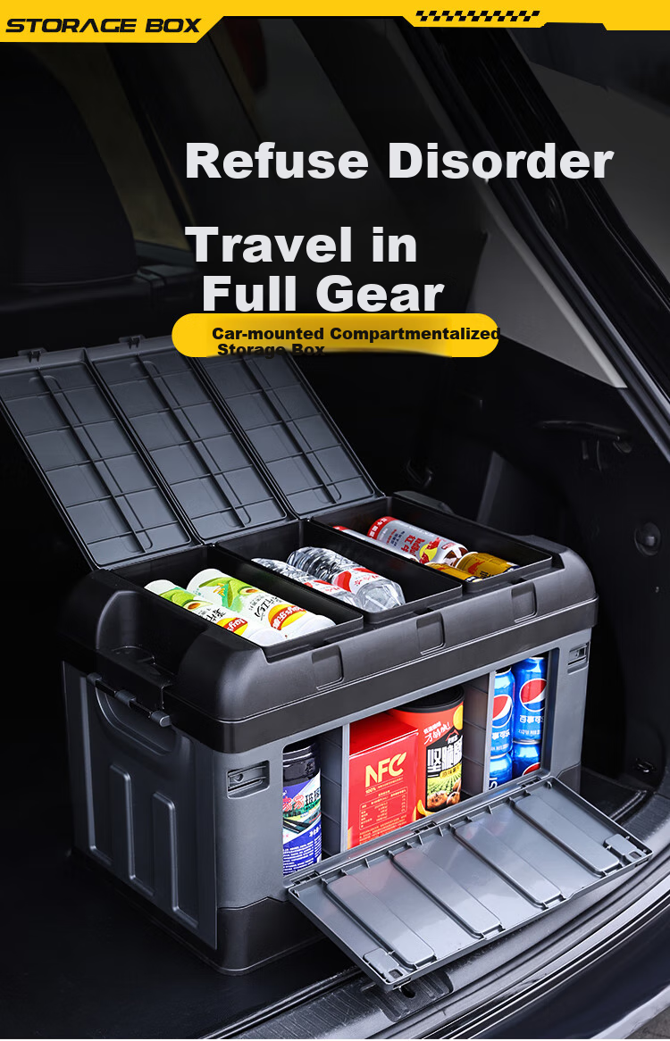 YUECAR Trunk Storage Box, Car Organizer, Foldable Side-Opening Door Model, 85L, Silver 1