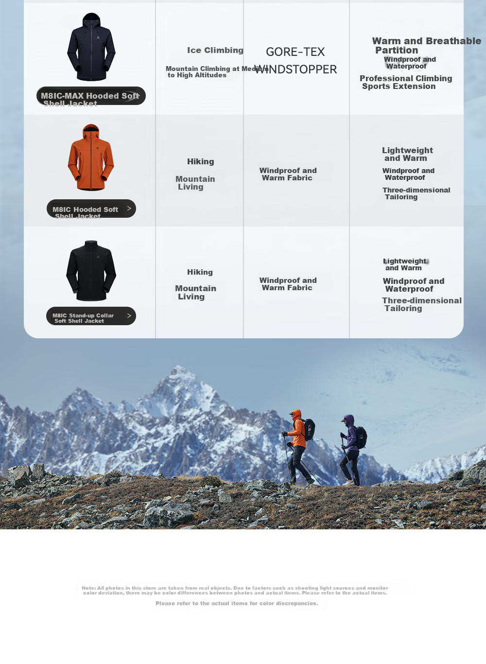 KAILAS M8 IC-MAX Men's Softshell Jacket GTX 3L Windproof Water-Repellent Warm Breathable Hiking Coat 10