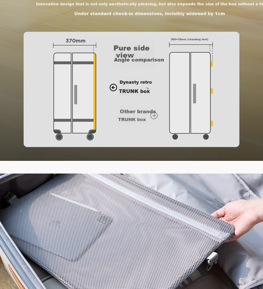 Echolac Large Capacity TRUNK Suitcase with Spinner Wheels, Pull Rod, Vintage Style PC237K Classic Black, 26 Inches 10