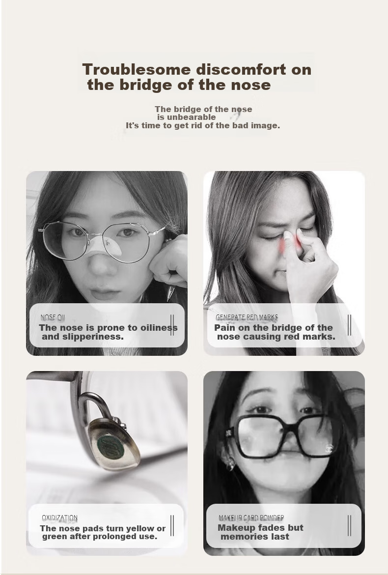 HB Sponge Eyeglass Nose Pads, Crescent-Shaped Black, 40 Pairs, Nose Bridge Pads, Anti-Pressure Marks, Non-Slip, Height-Increasing, Anti-Fall 4