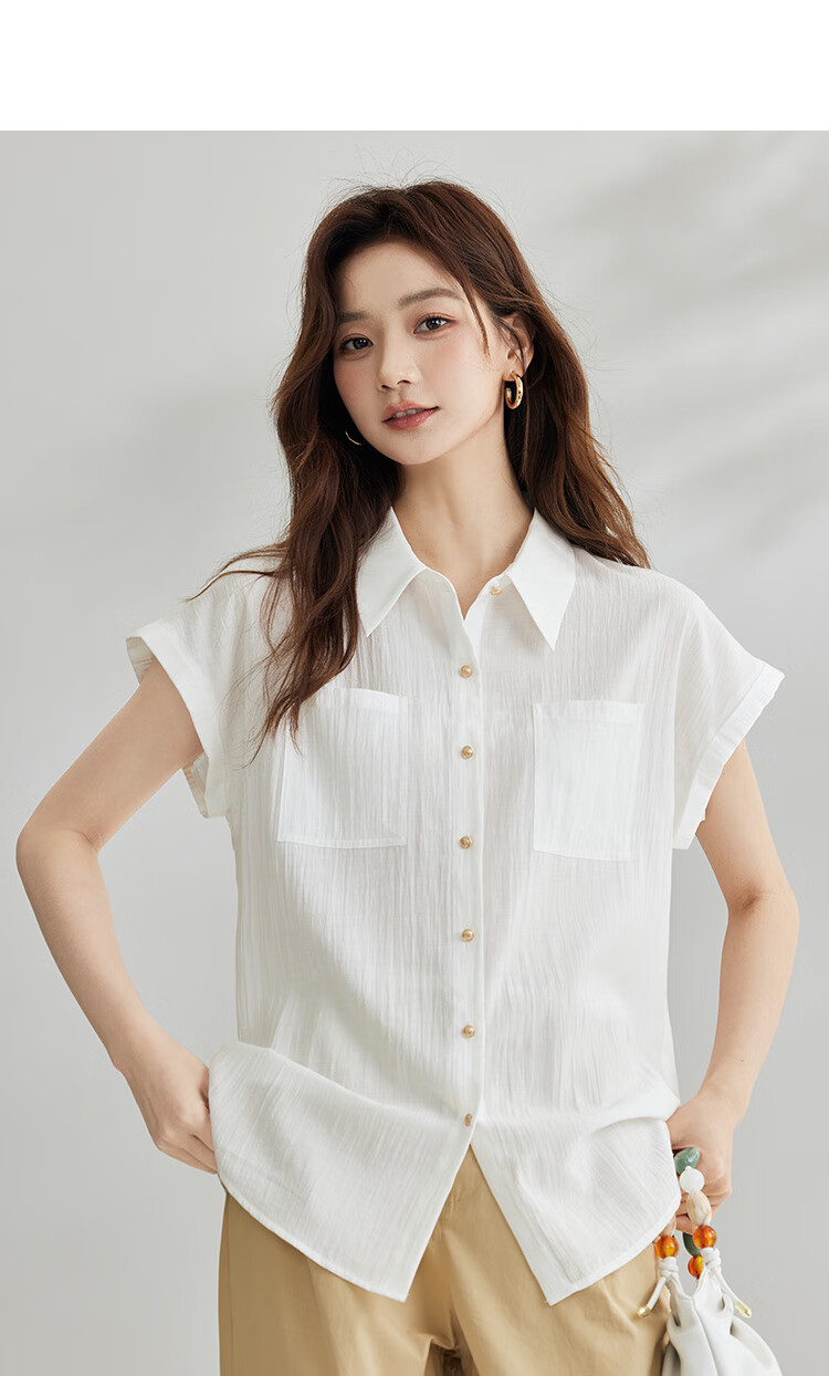 Inman Commuter Elegant Cap Sleeve Short Sleeve Shirt Women Summer Fashion High-End Roland Purple L 16