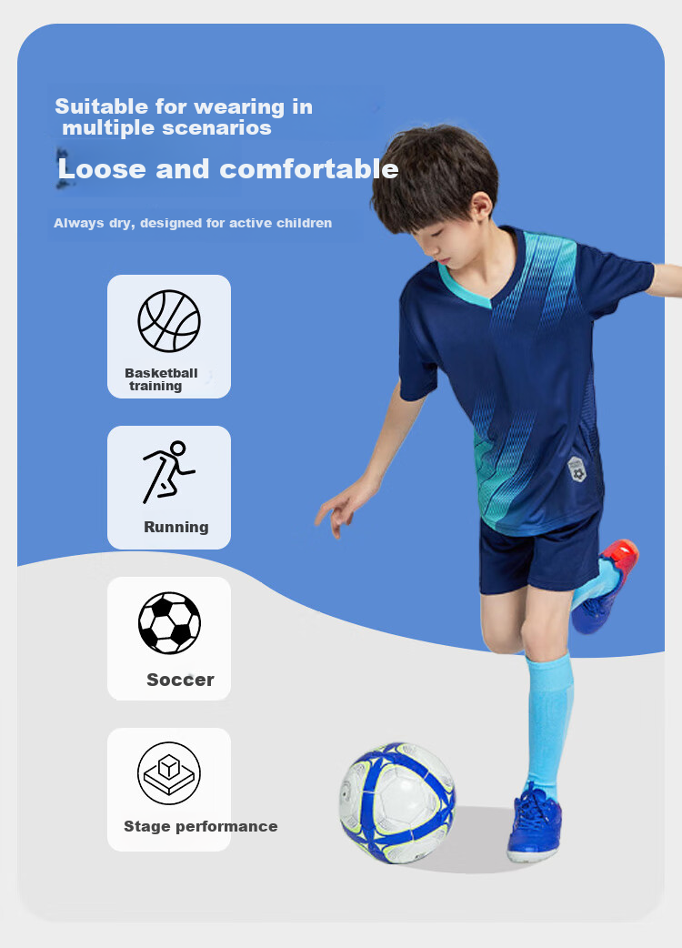 VICTORIATOURIST Sports Set, Children's Soccer Uniform, Basketball Training Suit, Indoor Fitness Wear, Running Quick-Dry Shirt, Jersey 4