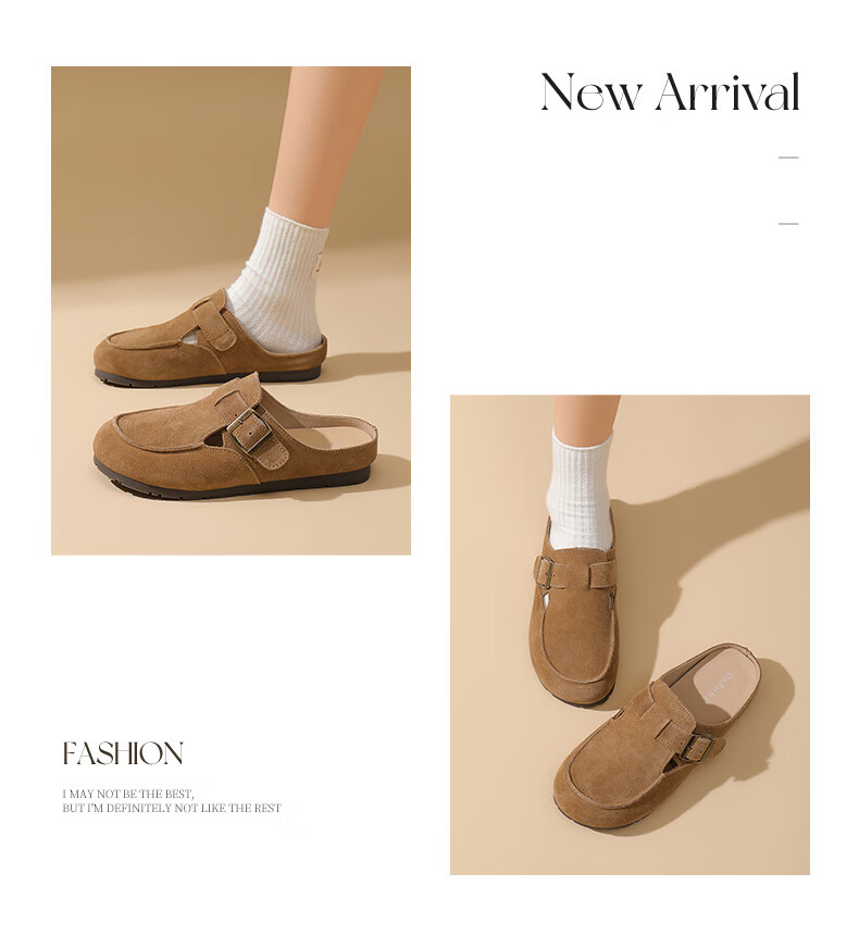 DAPHNE Women's Closed-Toe Mules, Summer Outdoor Wear, 2025 Thick-Soled Comfortable Slip-On Soft-Bottom Women's Shoes, Khaki, Size 37 5