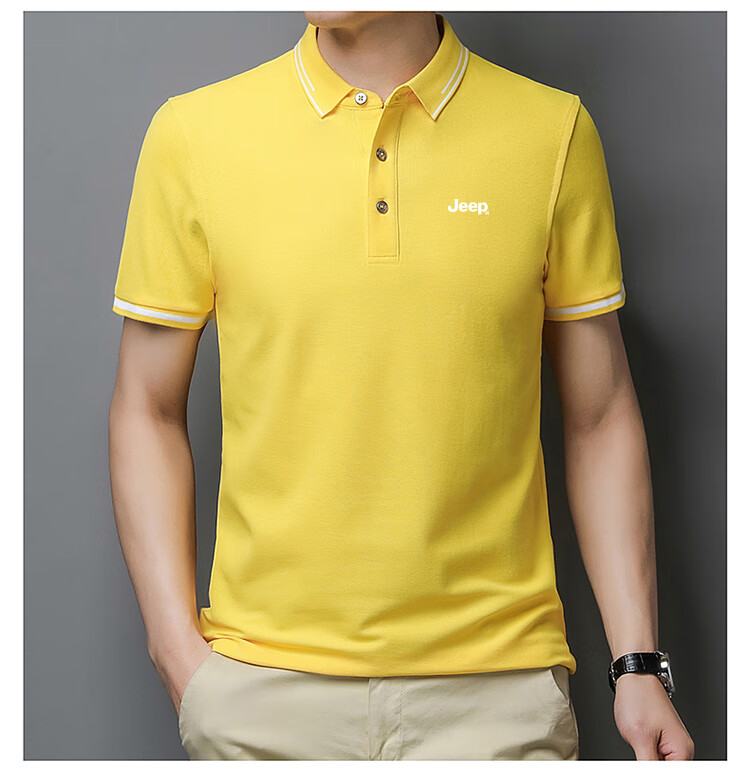 JEEP Short-Sleeve T-Shirt for Men, Summer Business Casual Polo Shirt, Loose-Fitting Men's Clothing, 9988 Gray, XL 9